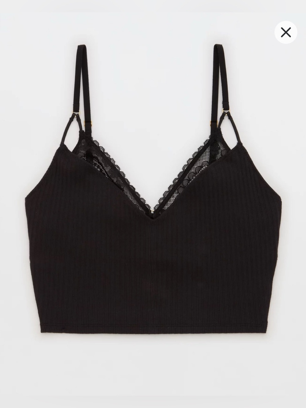 Aerie Ribbed Lace Bra Top Size L Black
